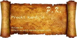 Preckl Karád névjegykártya